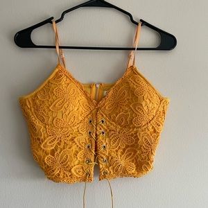 Yellow Lace Crop Top